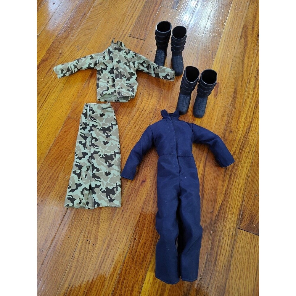 Vintage 1990s G.I. Joe 12” Clothes Lot Camo Navy 2 Boots Hasbro Classic Uniforms